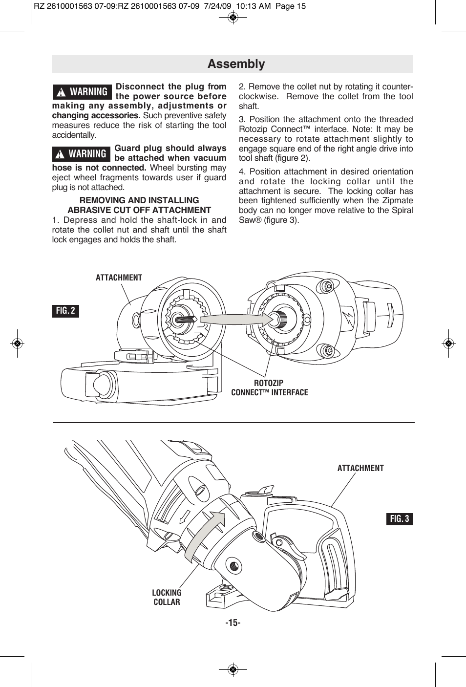 Assembly | RotoZip ROTO ZIP RZ2000 User Manual | Page 15 / 68