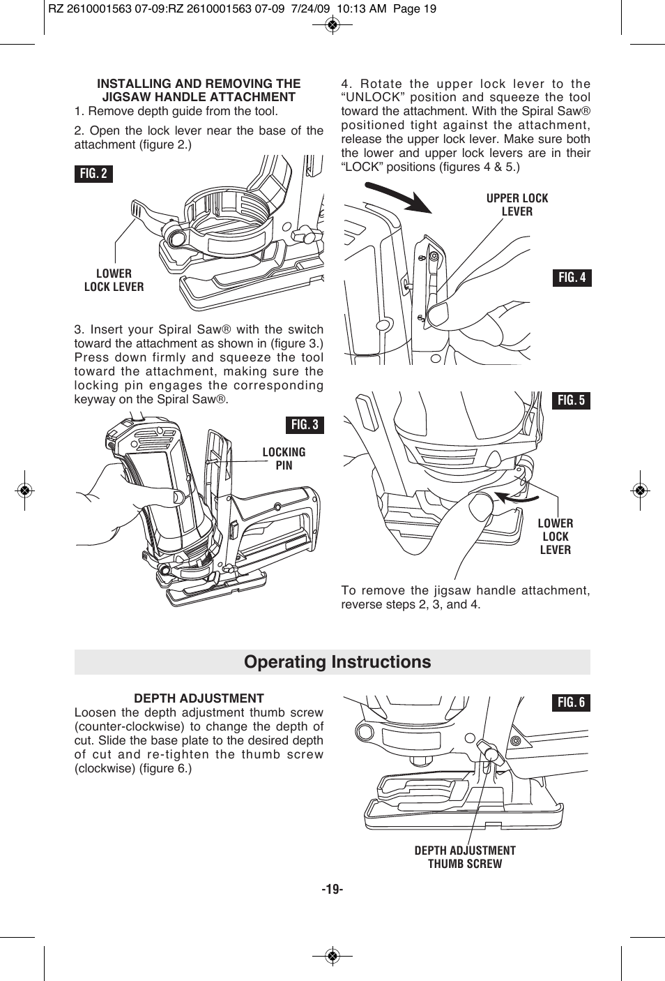 Operating instructions | RotoZip ROTO ZIP RZ2000 User Manual | Page 19 / 68