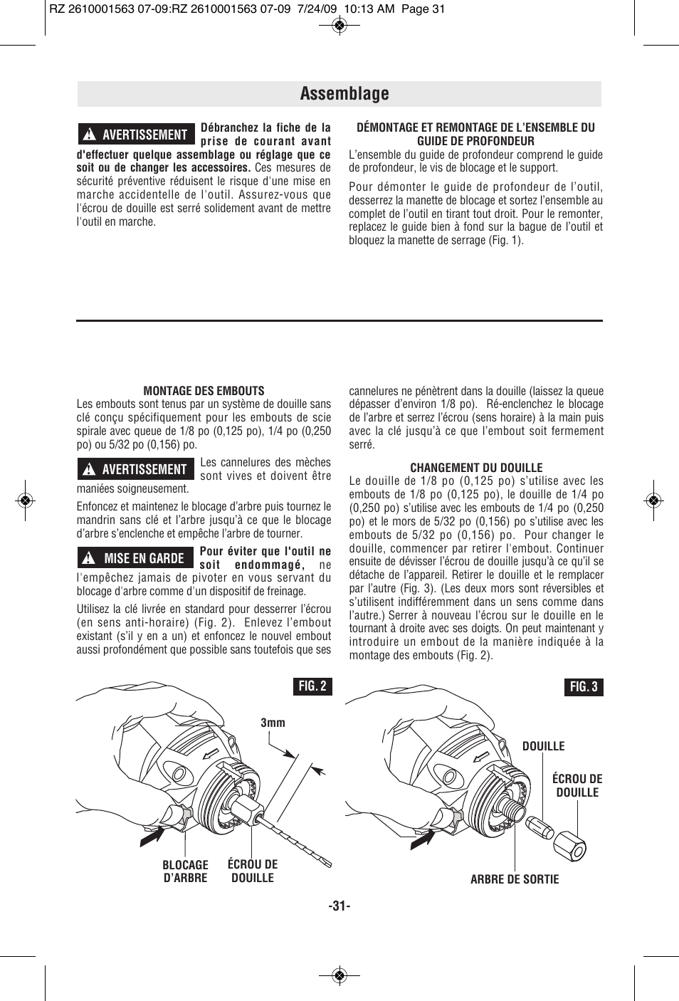 Assemblage | RotoZip ROTO ZIP RZ2000 User Manual | Page 31 / 68