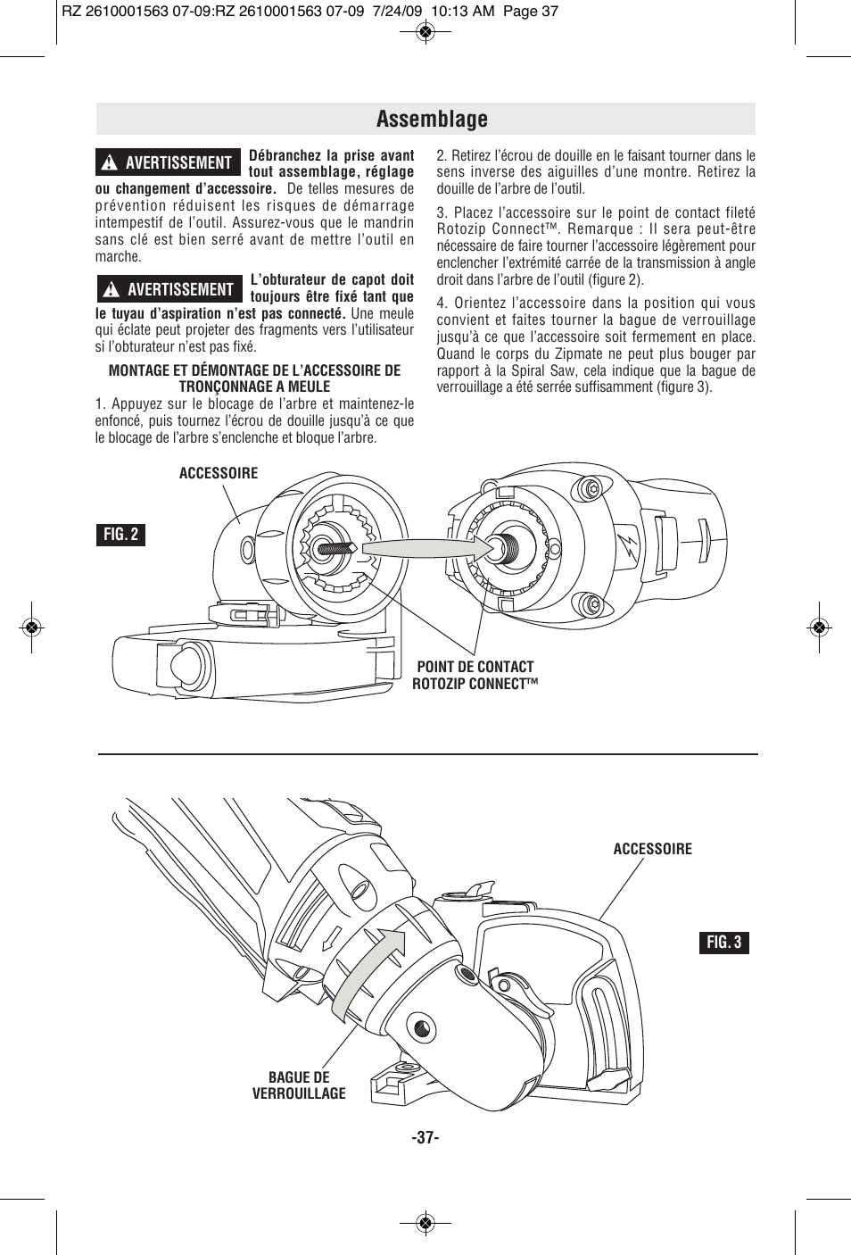 Assemblage | RotoZip ROTO ZIP RZ2000 User Manual | Page 37 / 68