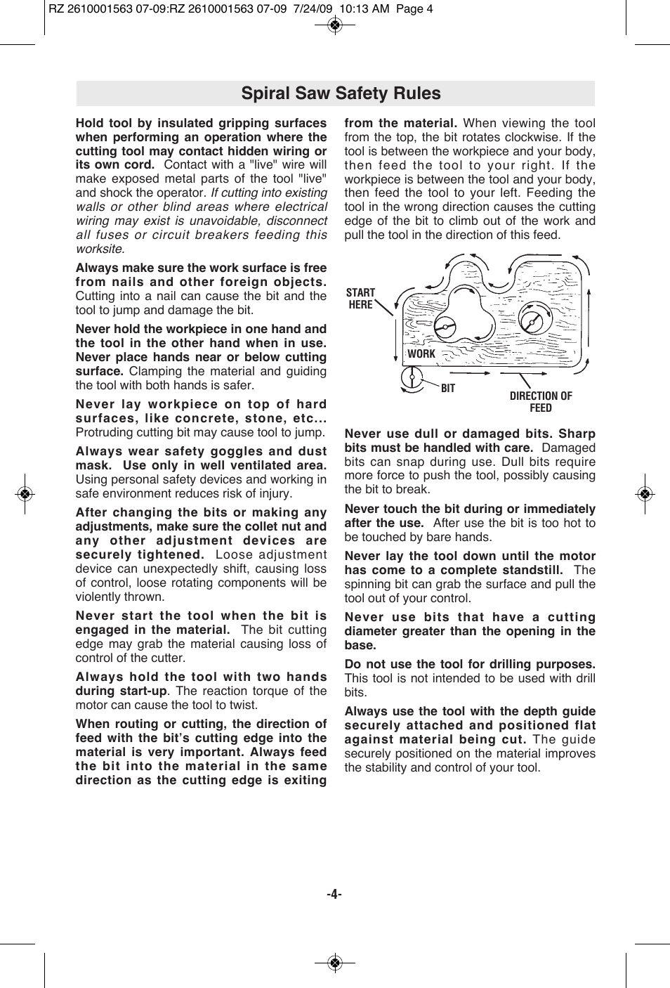 Spiral saw safety rules | RotoZip ROTO ZIP RZ2000 User Manual | Page 4 / 68