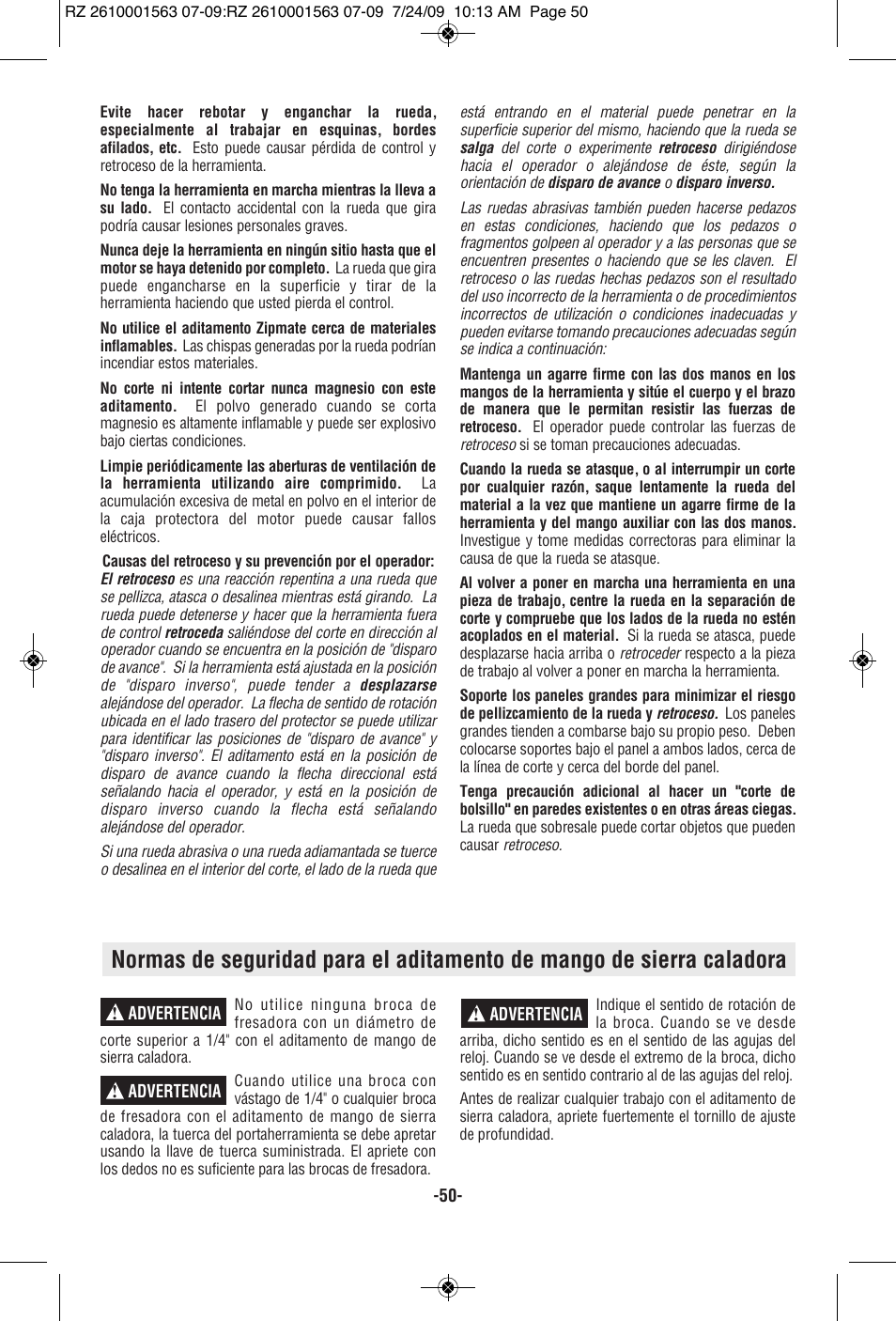 RotoZip ROTO ZIP RZ2000 User Manual | Page 50 / 68