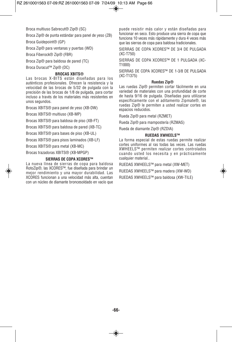 RotoZip ROTO ZIP RZ2000 User Manual | Page 66 / 68