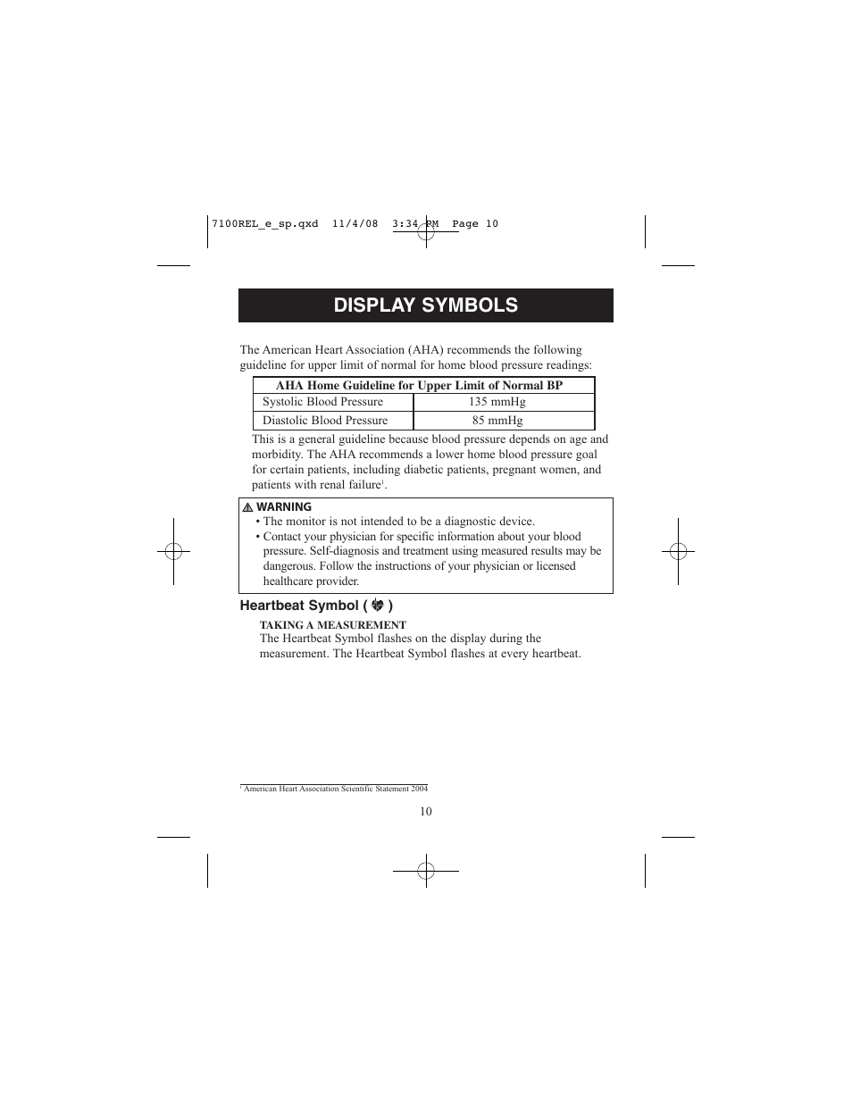 Display symbols | ReliOn 7100REL User Manual | Page 10 / 52
