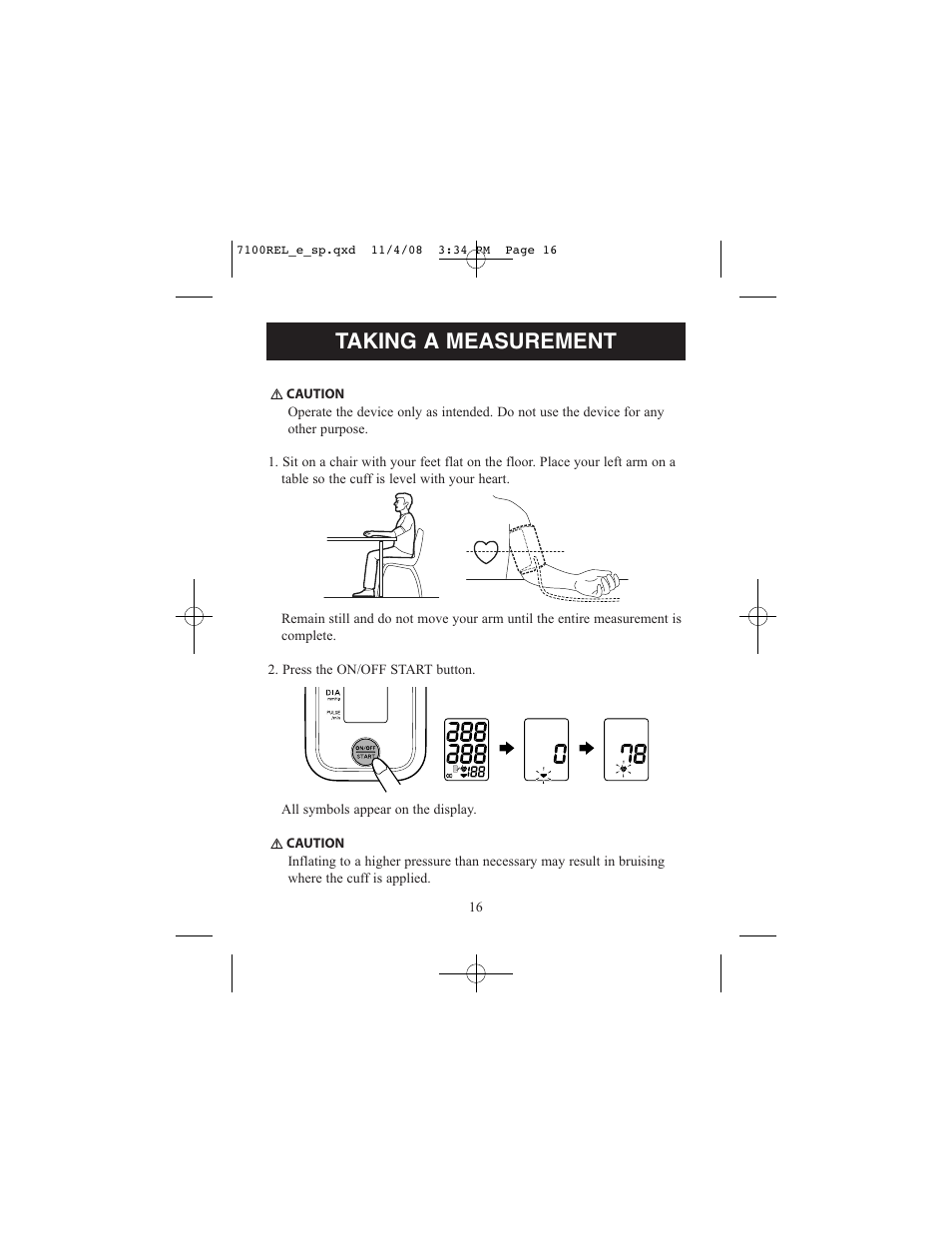 Taking a measurement | ReliOn 7100REL User Manual | Page 16 / 52