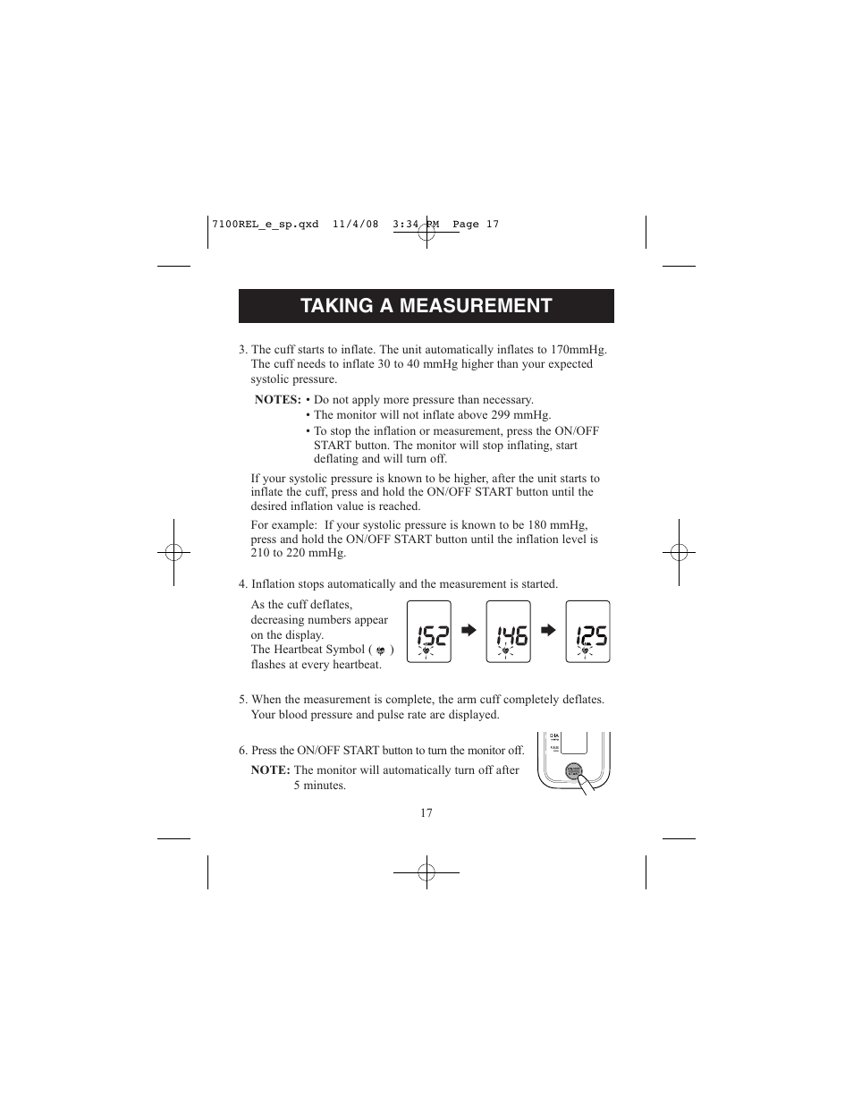 Taking a measurement | ReliOn 7100REL User Manual | Page 17 / 52