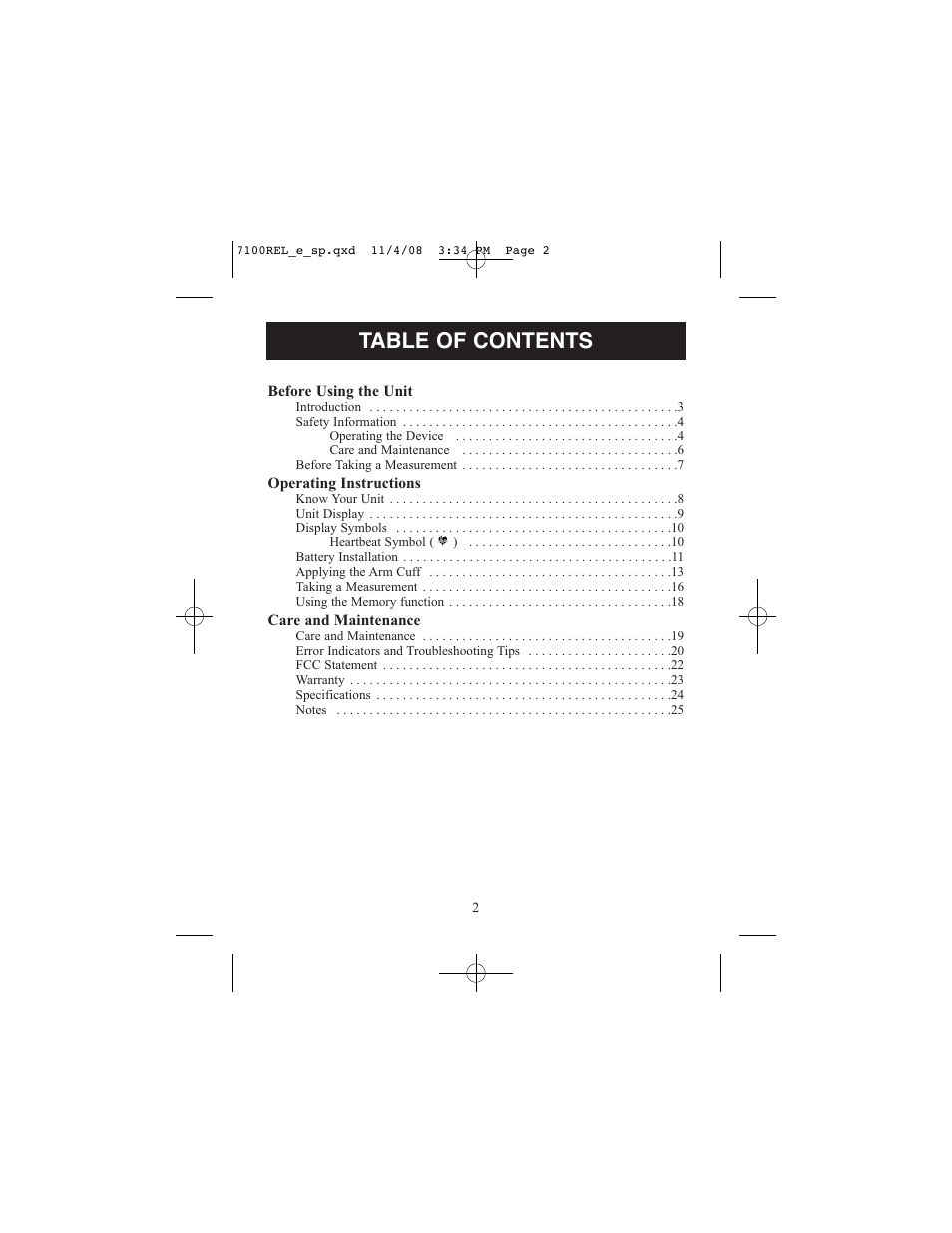 ReliOn 7100REL User Manual | Page 2 / 52