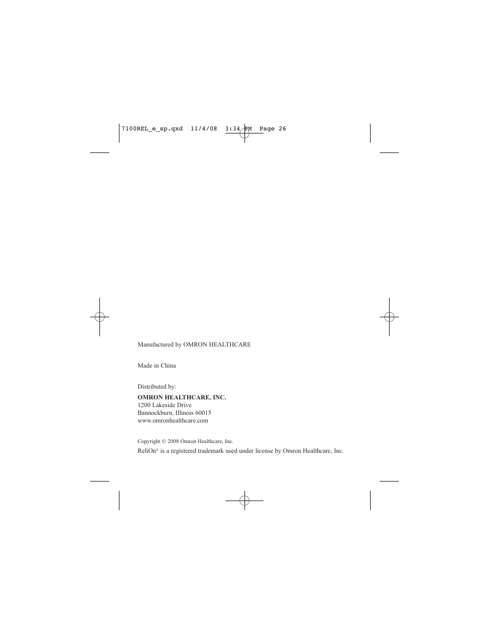 ReliOn 7100REL User Manual | Page 26 / 52