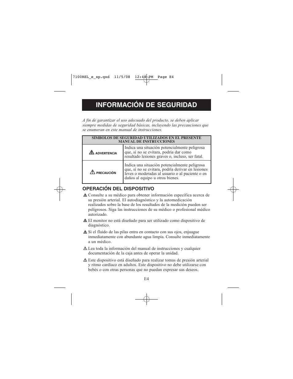 Información de seguridad | ReliOn 7100REL User Manual | Page 30 / 52