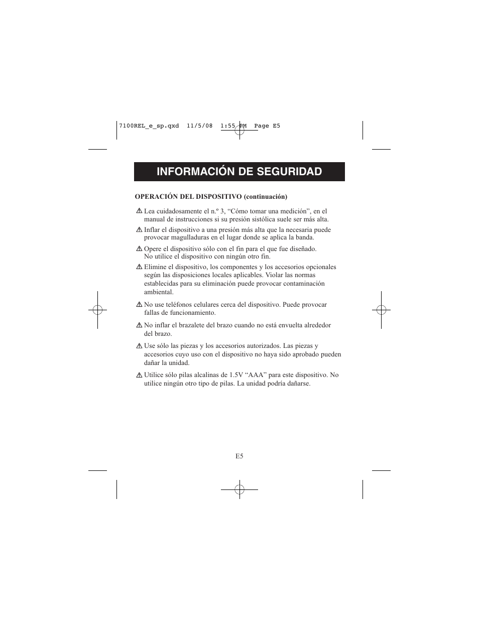 Información de seguridad | ReliOn 7100REL User Manual | Page 31 / 52