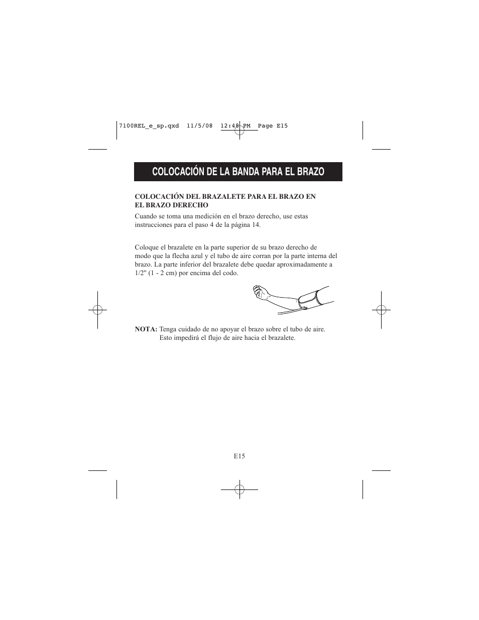 Colocación de la banda para el brazo | ReliOn 7100REL User Manual | Page 41 / 52
