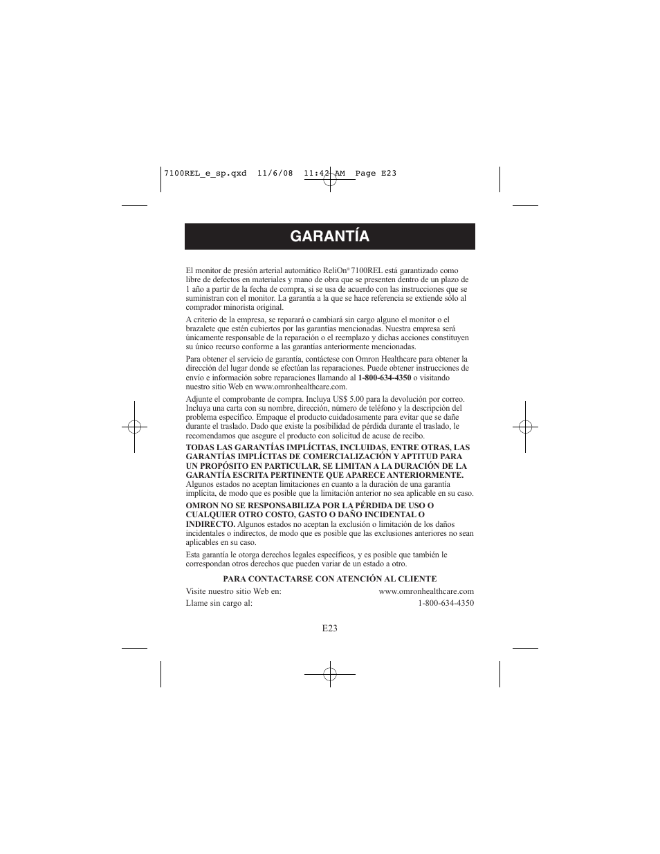 Garantía | ReliOn 7100REL User Manual | Page 49 / 52