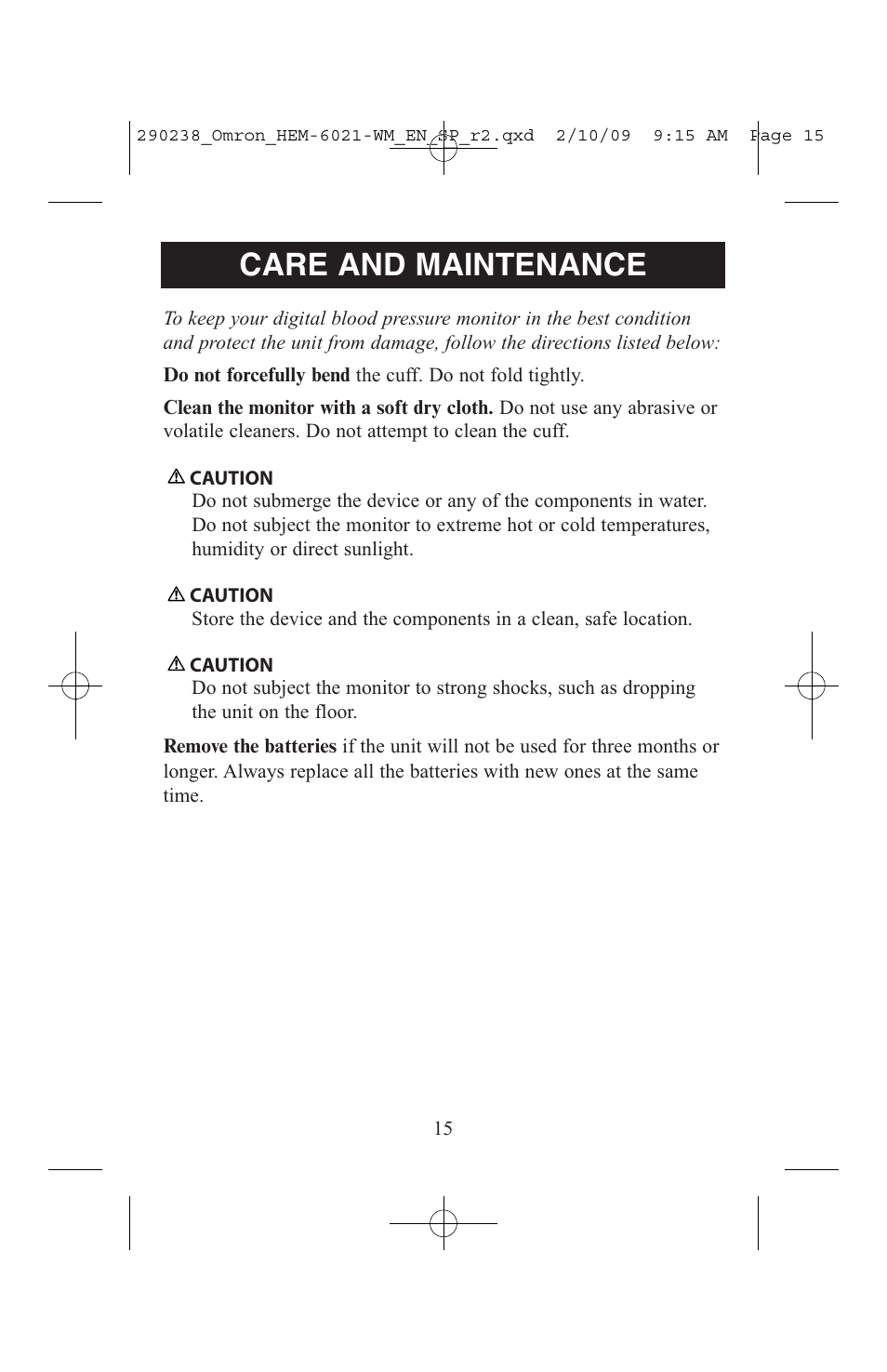 Care and maintenance | ReliOn 6021REL User Manual | Page 15 / 44