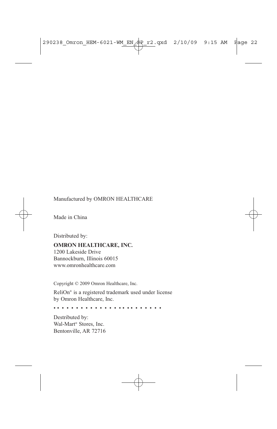 ReliOn 6021REL User Manual | Page 22 / 44