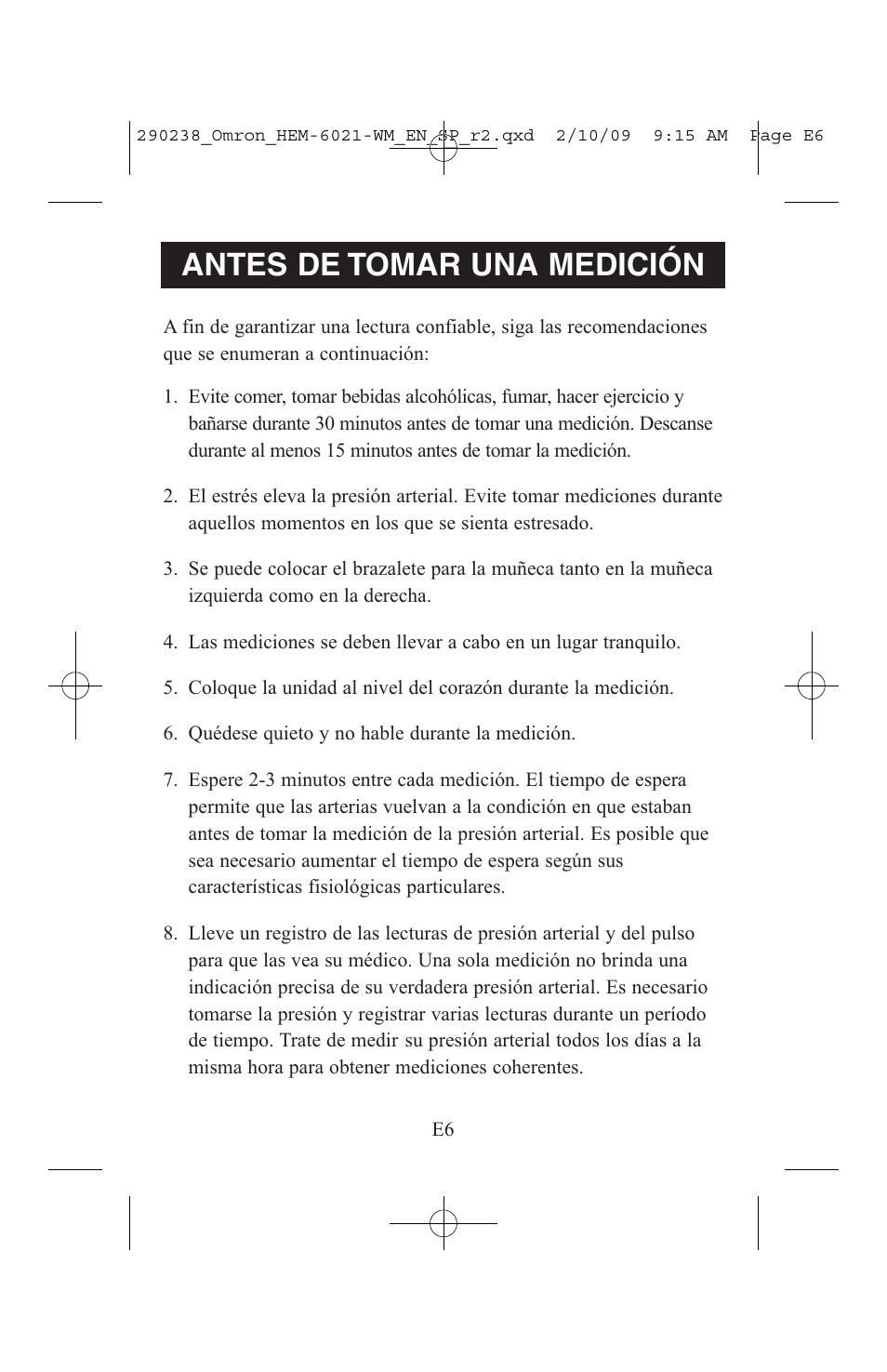 Antes de tomar una medición | ReliOn 6021REL User Manual | Page 28 / 44