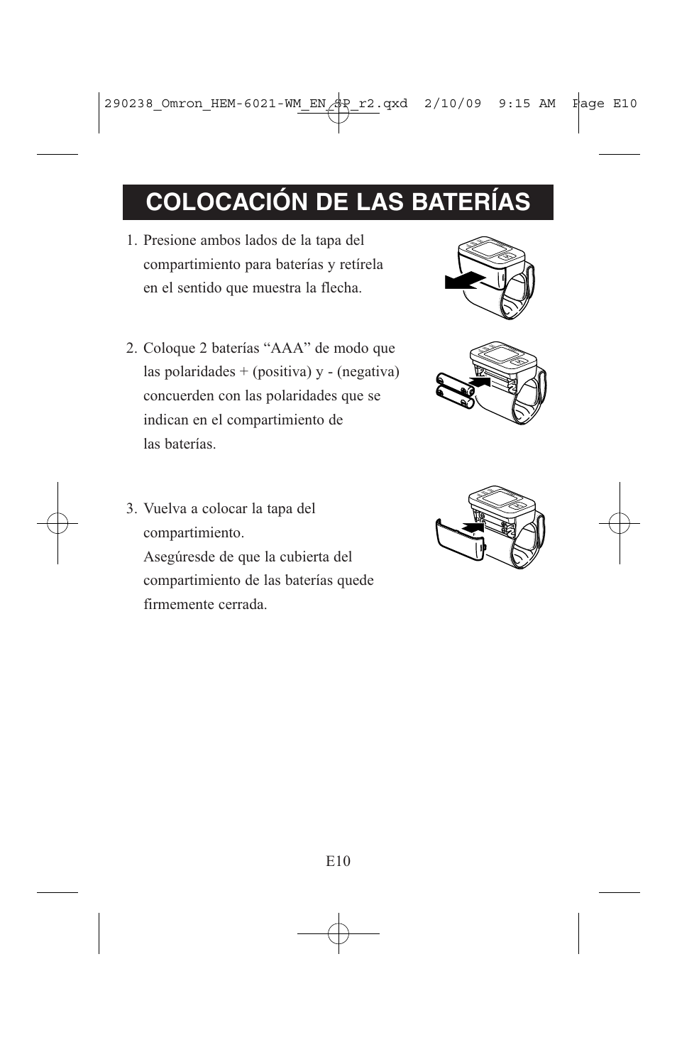 Colocación de las baterías | ReliOn 6021REL User Manual | Page 32 / 44