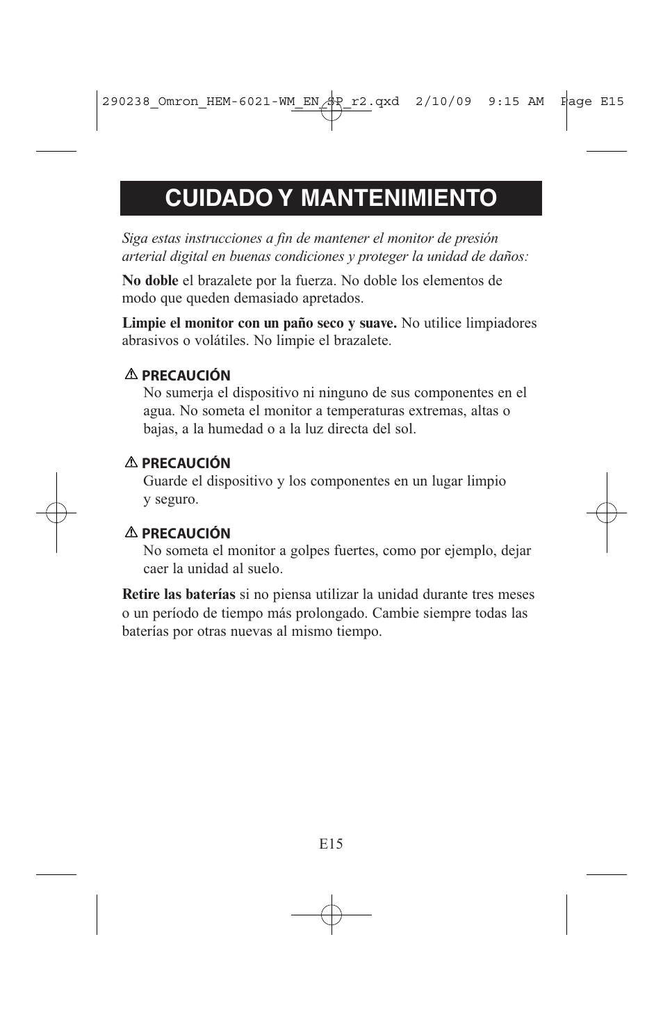 Cuidado y mantenimiento | ReliOn 6021REL User Manual | Page 37 / 44