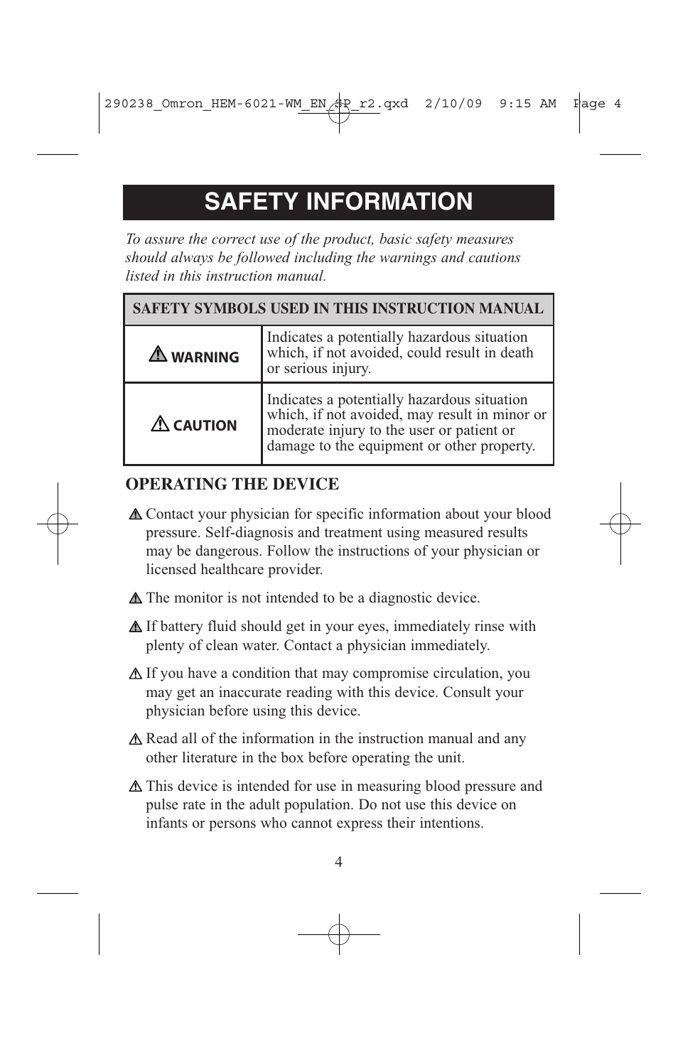 Safety information | ReliOn 6021REL User Manual | Page 4 / 44