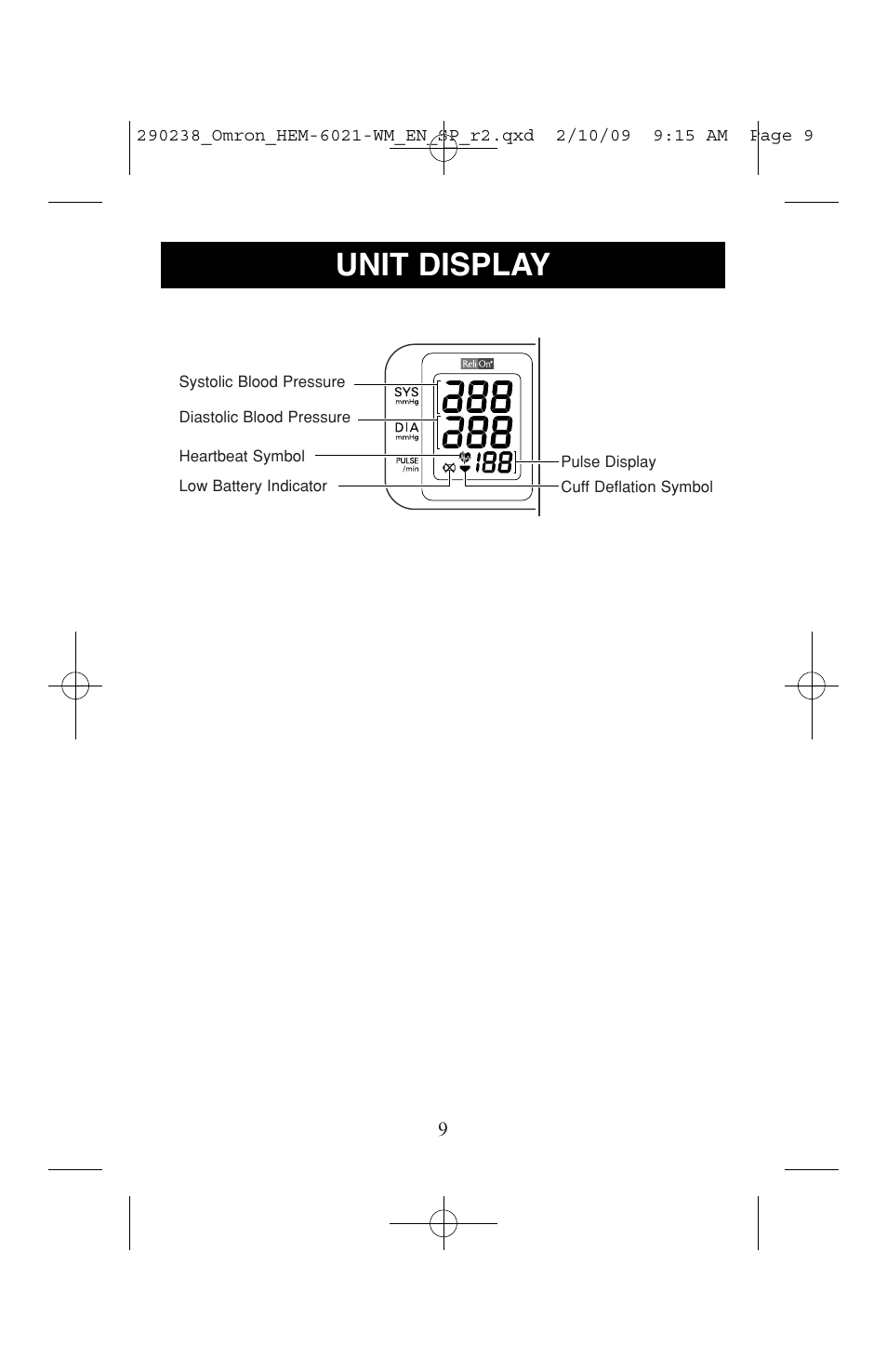 Unit display | ReliOn 6021REL User Manual | Page 9 / 44