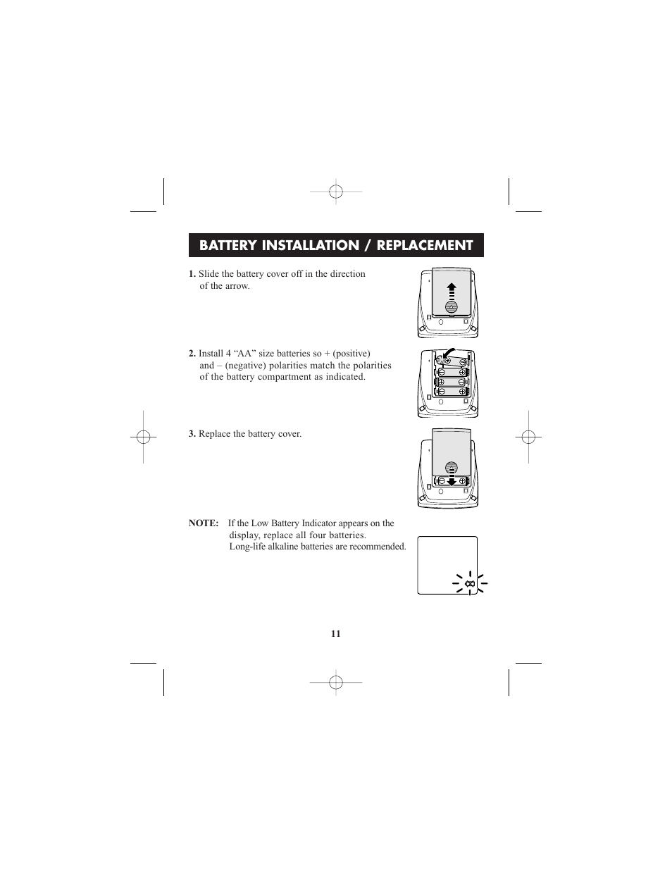 Battery installation / replacement | ReliOn HEM-412CREL User Manual | Page 11 / 24