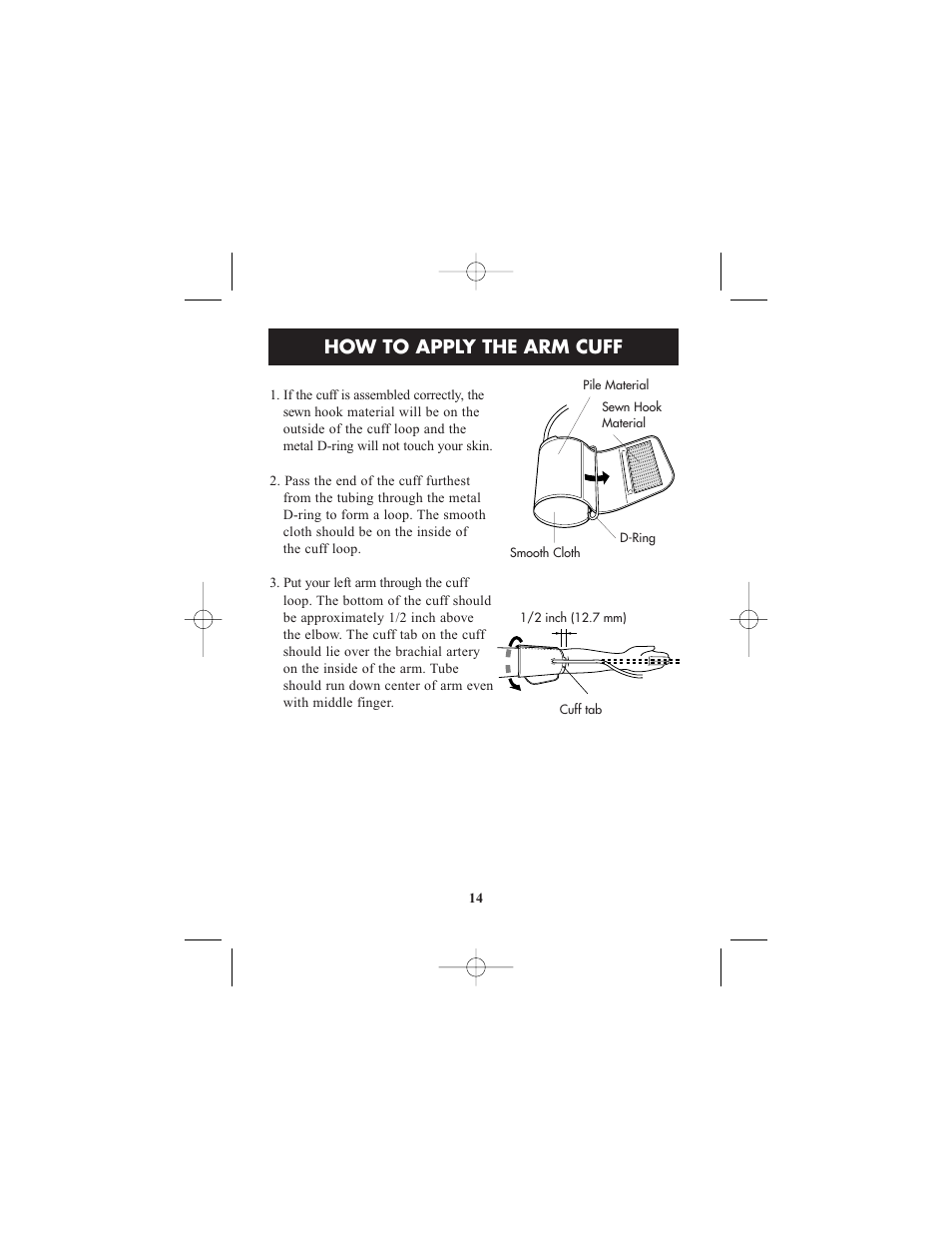How to apply the arm cuff | ReliOn HEM-412CREL User Manual | Page 14 / 24