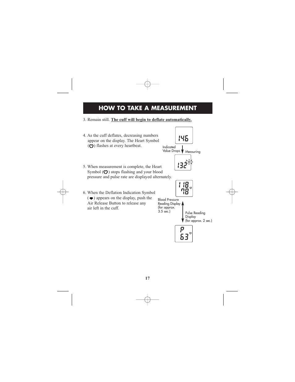 How to take a measurement | ReliOn HEM-412CREL User Manual | Page 17 / 24