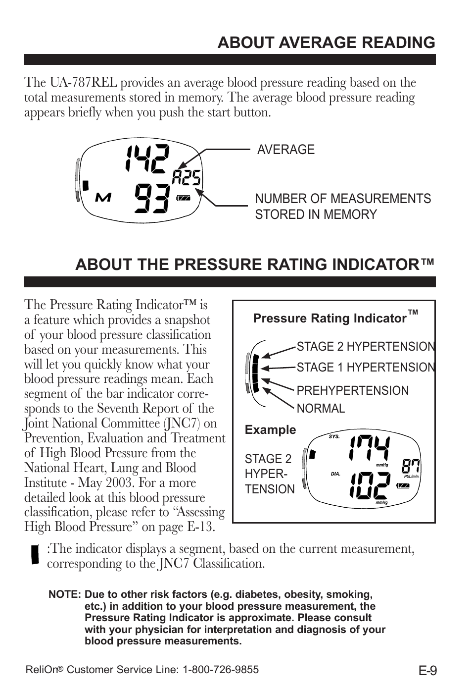 About average reading, About the pressure rating indicator | ReliOn UA-787REL User Manual | Page 15 / 64