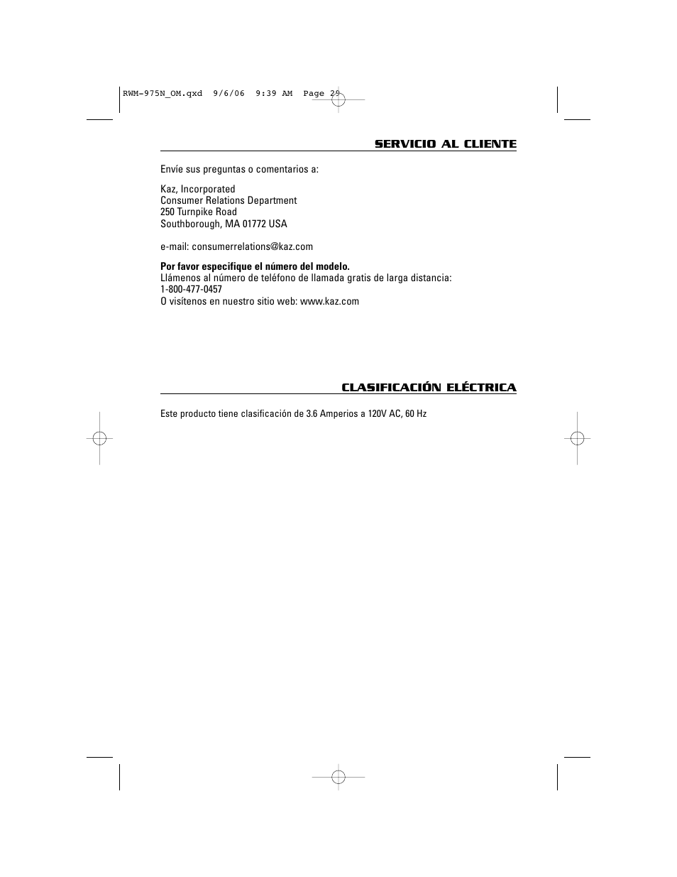 ReliOn RWM-975N User Manual | Page 29 / 30