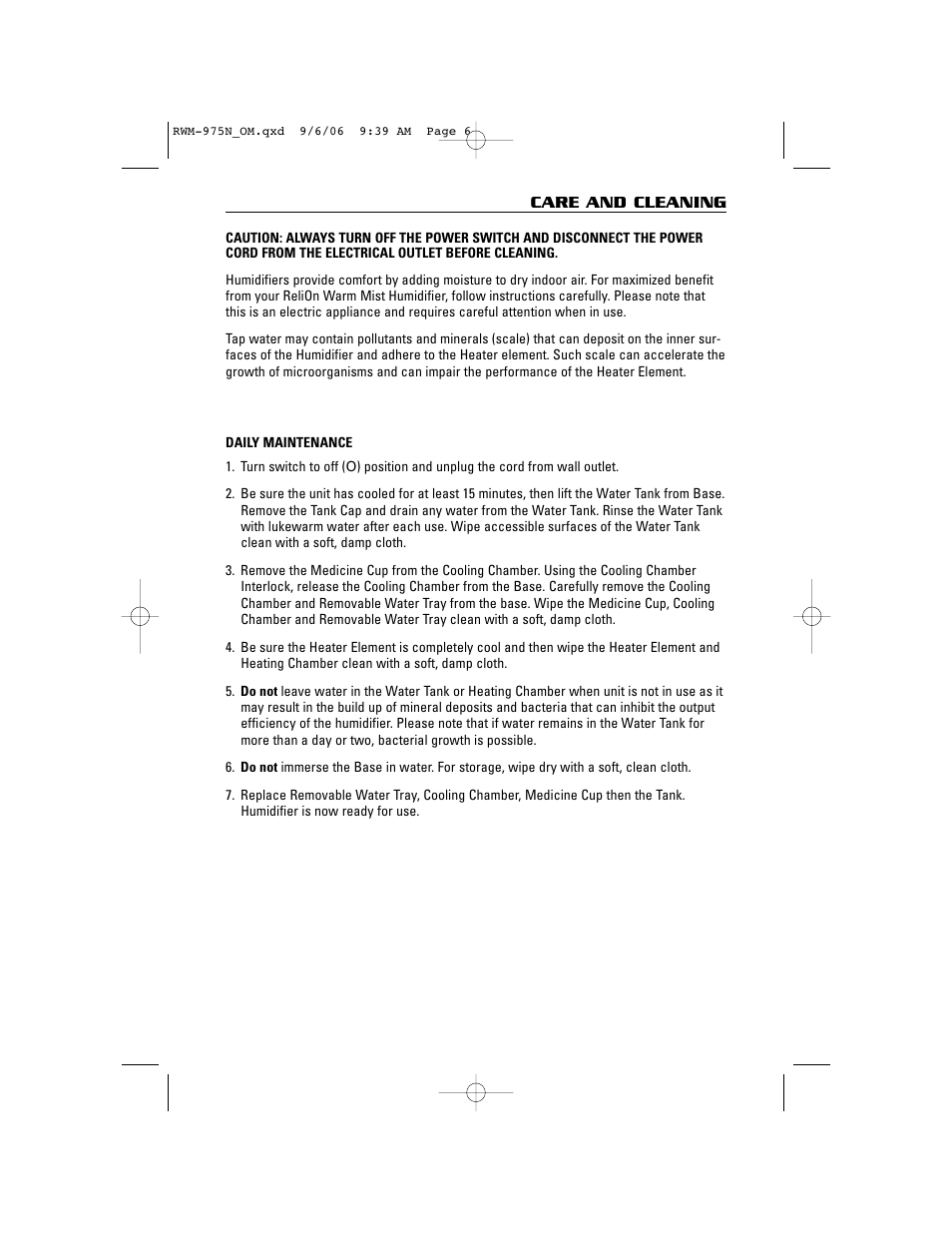 ReliOn RWM-975N User Manual | Page 6 / 30