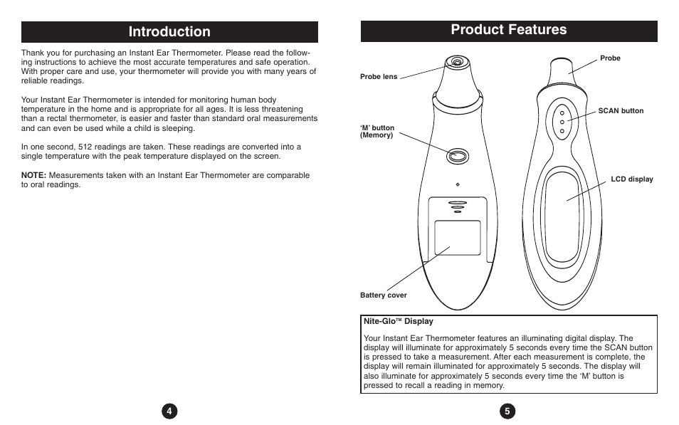 Introduction, Product features | ReliOn Thermometer User Manual | Page 3 / 13
