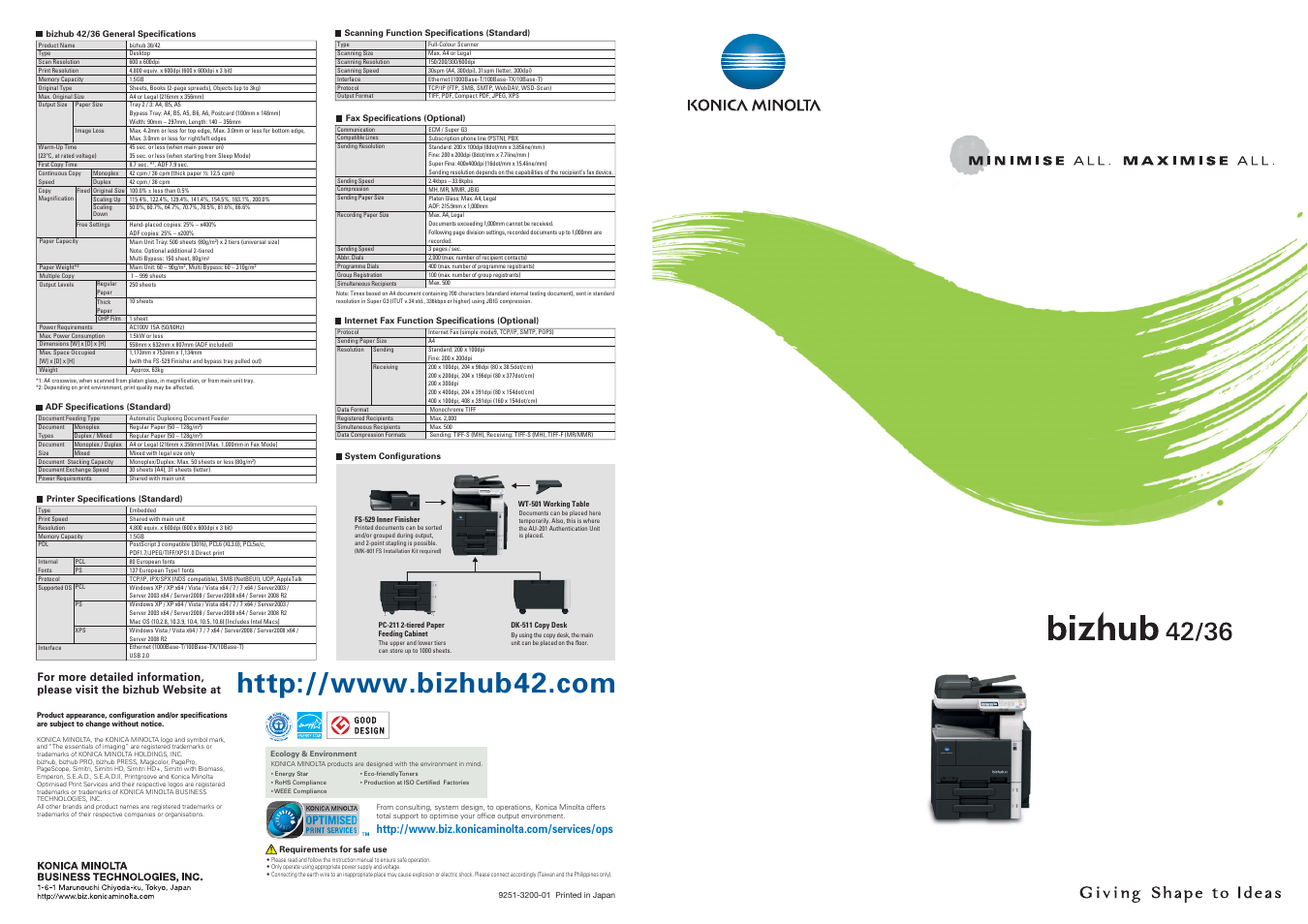 ReliOn Minolta bizhub 42/36 User Manual | 2 pages