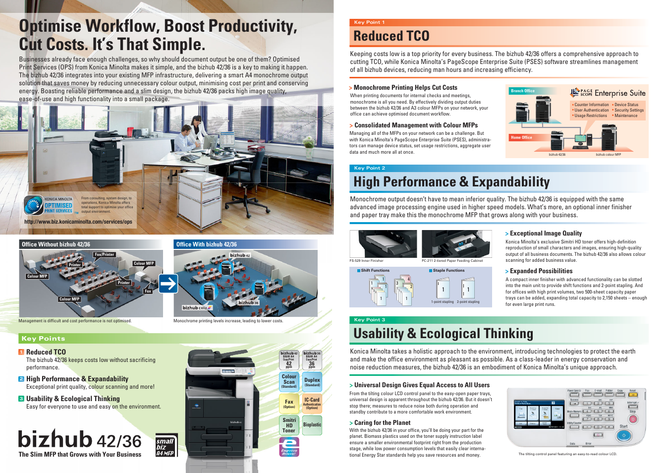 Reduced tco, High performance & expandability, Usability & ecological thinking | ReliOn Minolta bizhub 42/36 User Manual | Page 2 / 2