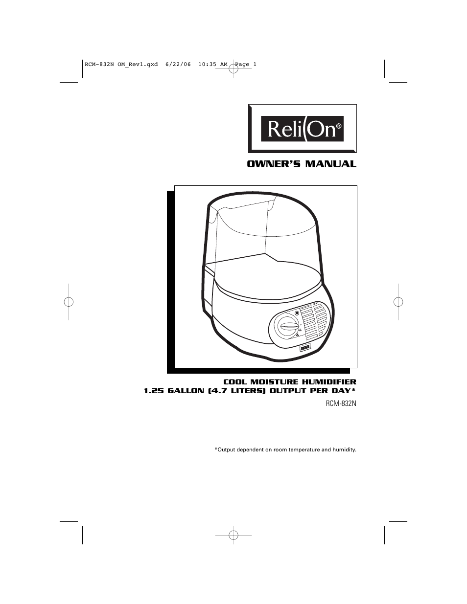 ReliOn RCM-832N User Manual | 10 pages