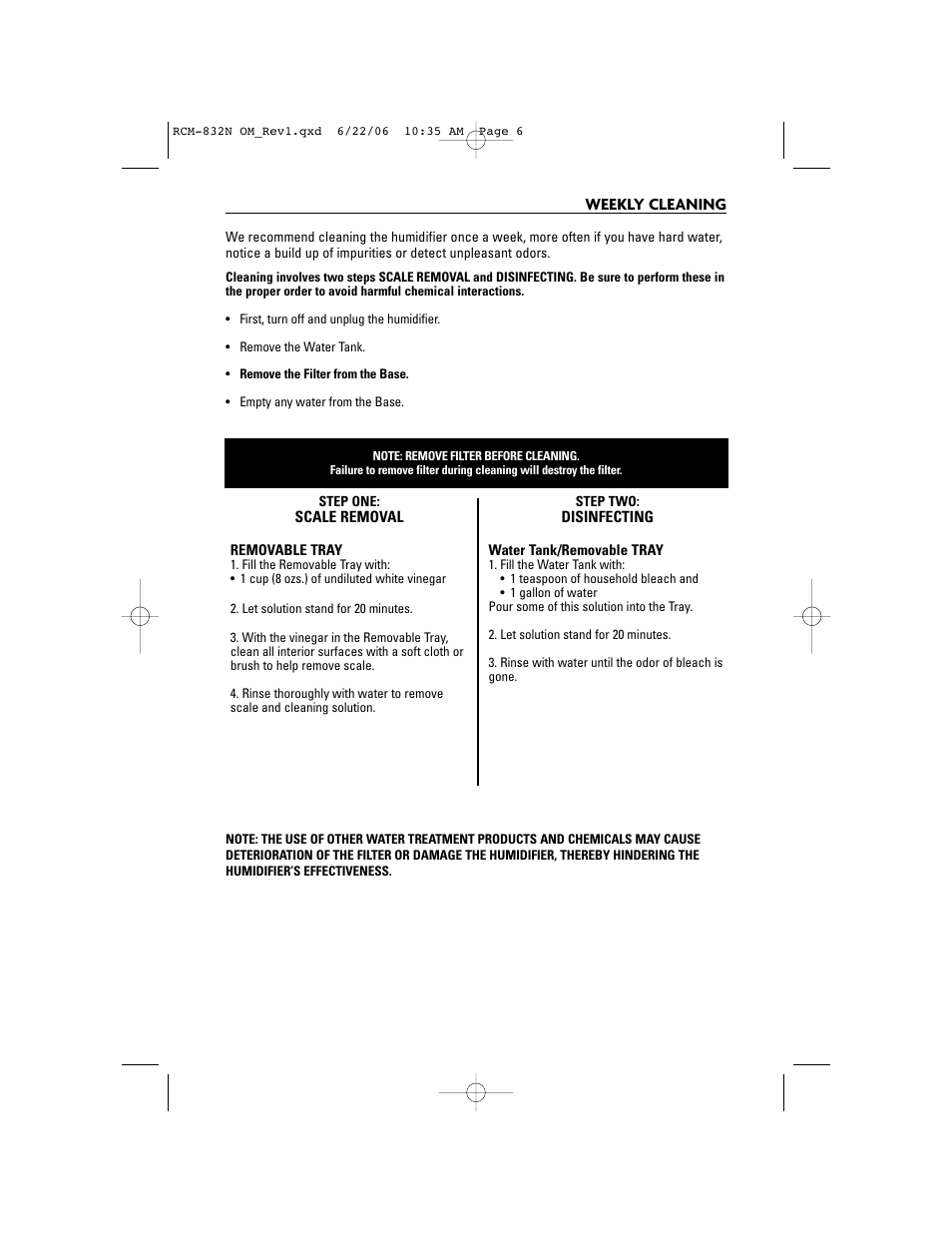 Weekly cleaning | ReliOn RCM-832N User Manual | Page 6 / 10