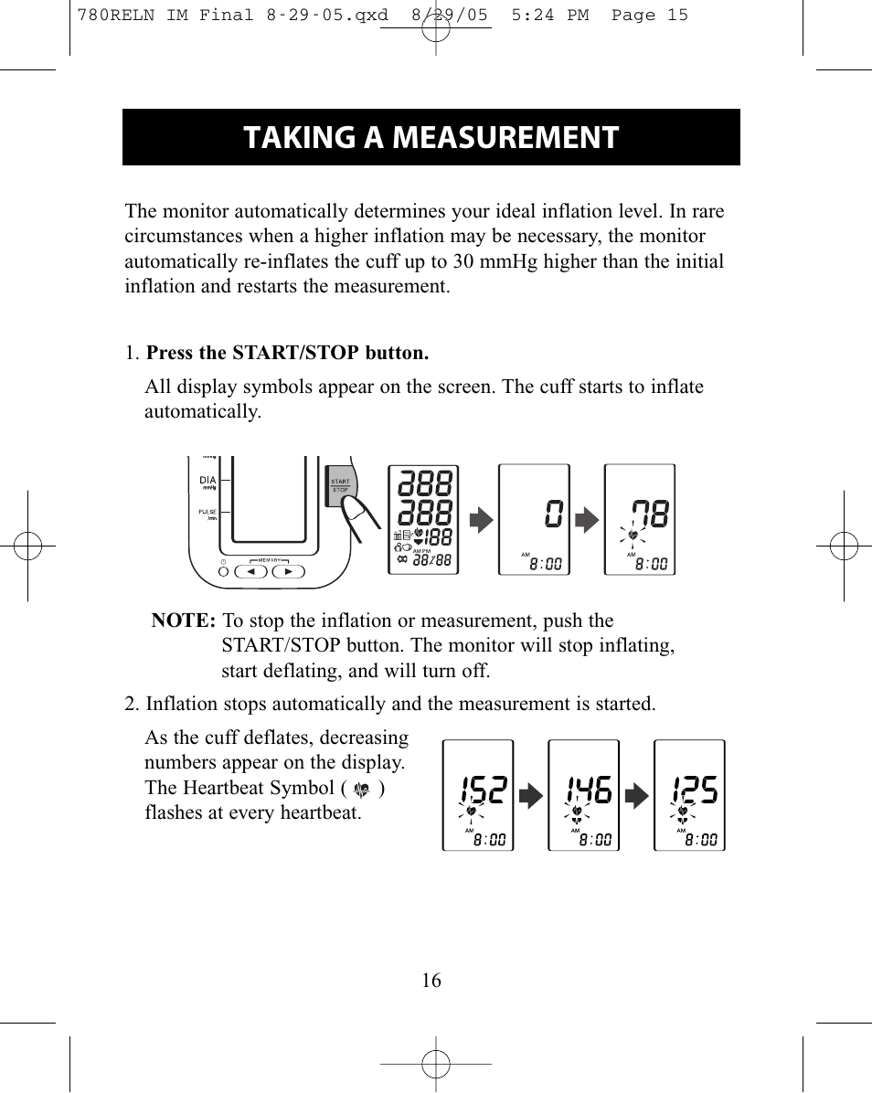Taking a measurement | ReliOn HEM-780REL User Manual | Page 16 / 56