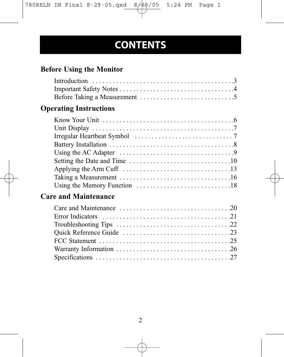 ReliOn HEM-780REL User Manual | Page 2 / 56