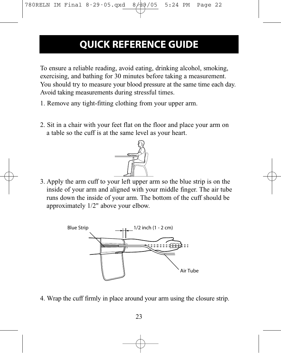 Quick reference guide | ReliOn HEM-780REL User Manual | Page 23 / 56