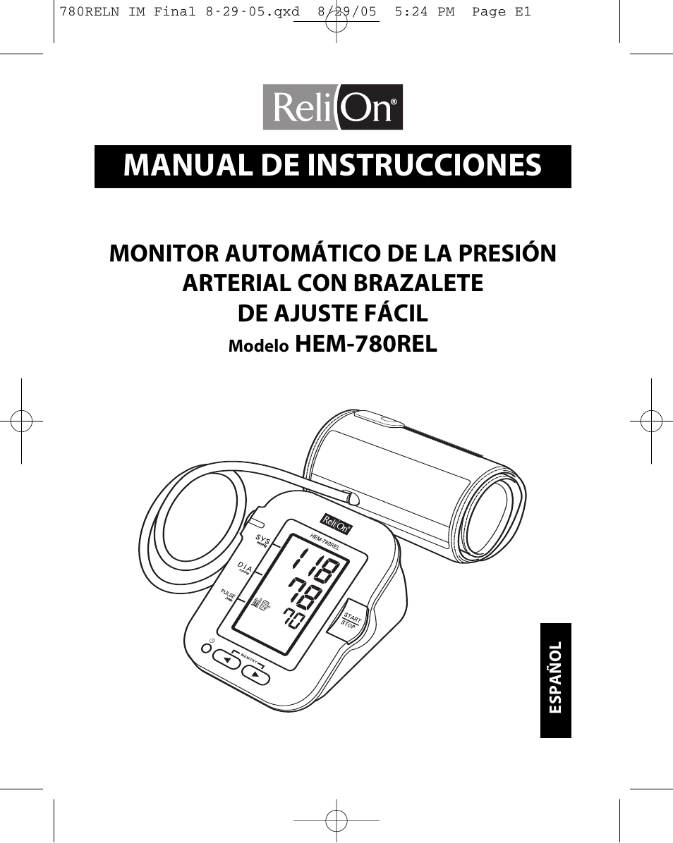 Manual de instrucciones, Hem-780rel | ReliOn HEM-780REL User Manual | Page 29 / 56
