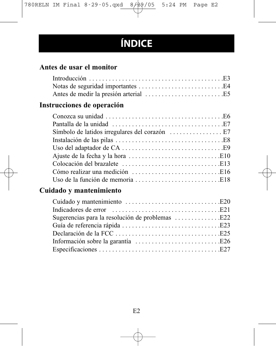 Índice | ReliOn HEM-780REL User Manual | Page 30 / 56