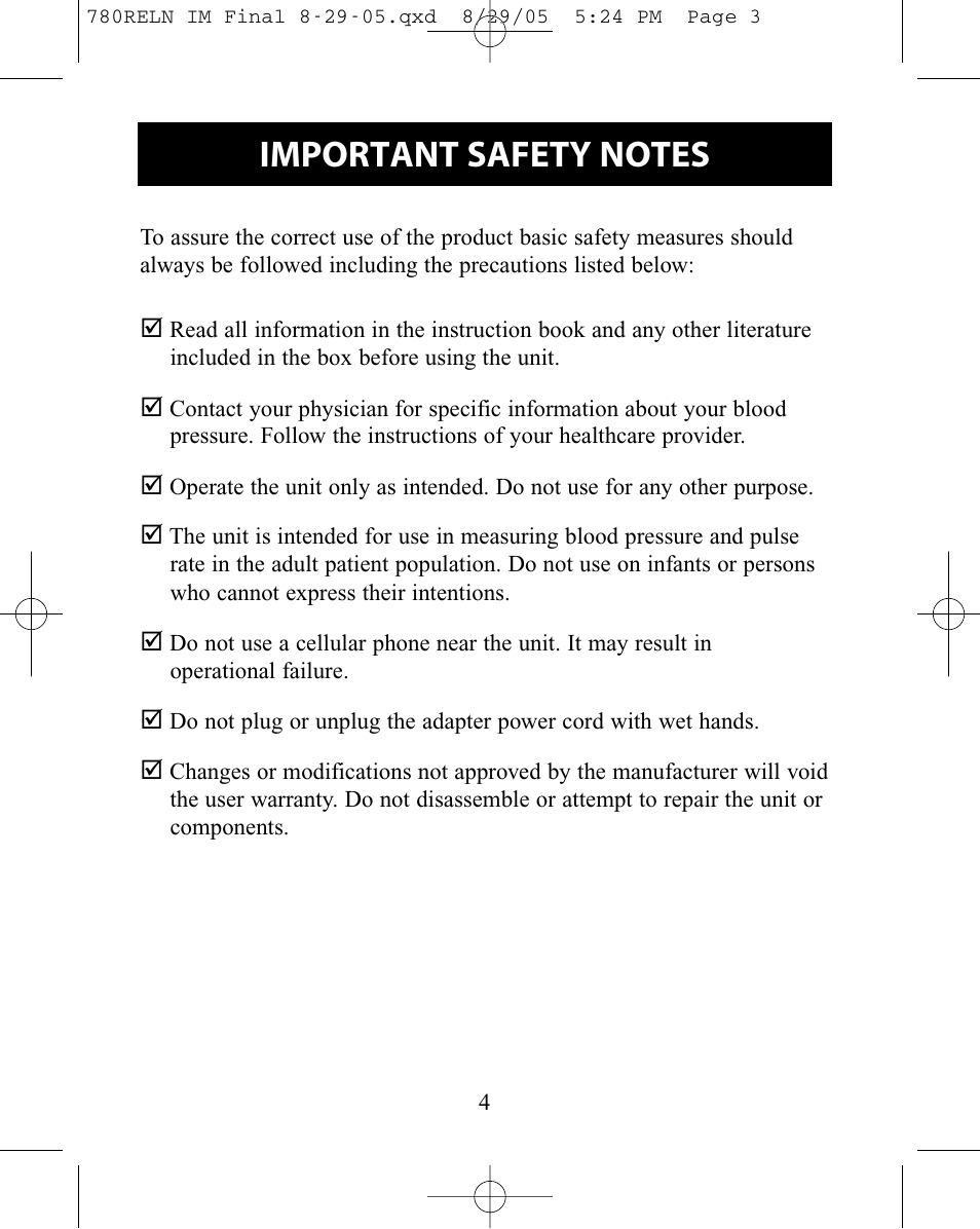 ReliOn HEM-780REL User Manual | Page 4 / 56