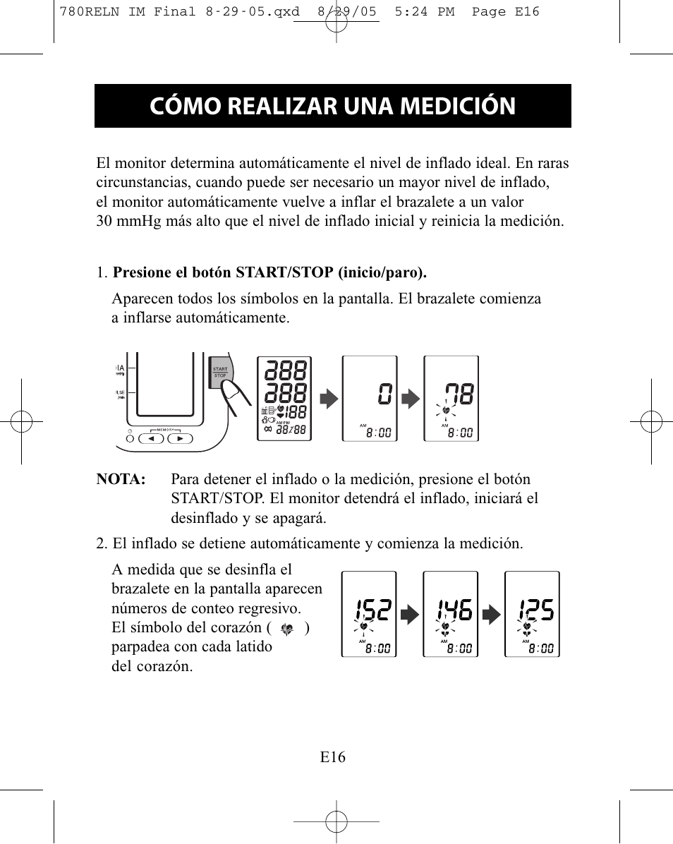 Cómo realizar una medición | ReliOn HEM-780REL User Manual | Page 44 / 56