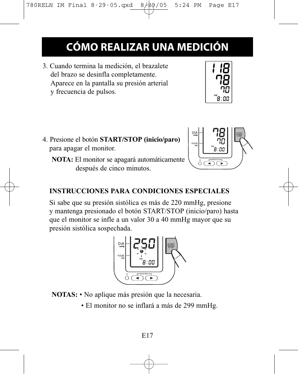 Cómo realizar una medición | ReliOn HEM-780REL User Manual | Page 45 / 56