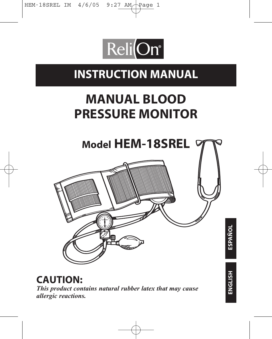 ReliOn HEM-18SREL User Manual | 24 pages