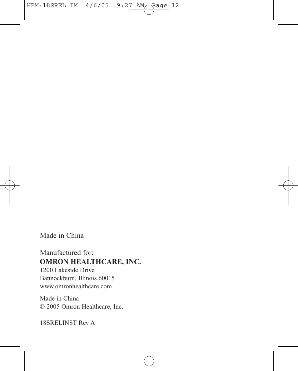 ReliOn HEM-18SREL User Manual | Page 12 / 24