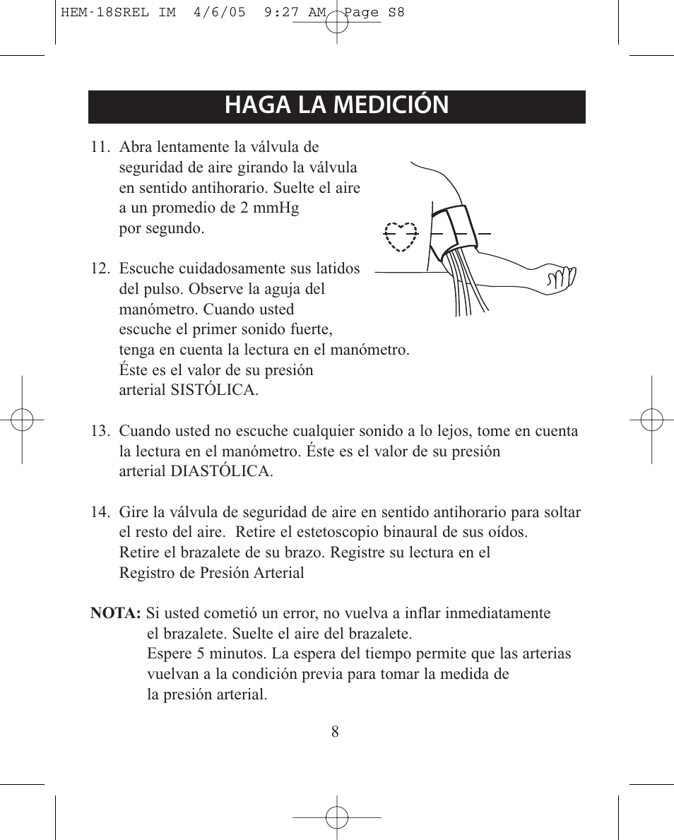 Haga la medición | ReliOn HEM-18SREL User Manual | Page 20 / 24