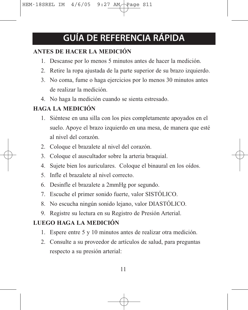 Guía de referencia rápida | ReliOn HEM-18SREL User Manual | Page 23 / 24