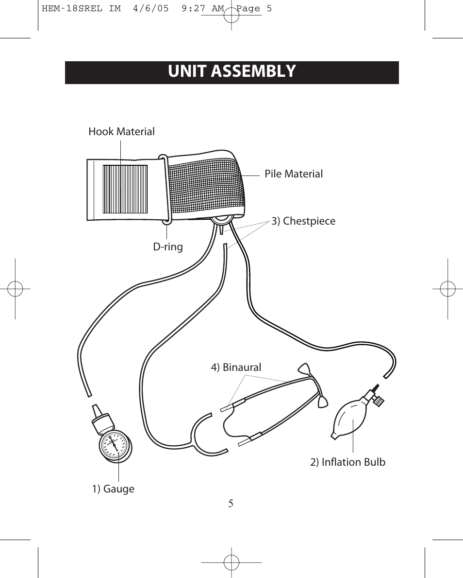 Unit assembly | ReliOn HEM-18SREL User Manual | Page 5 / 24