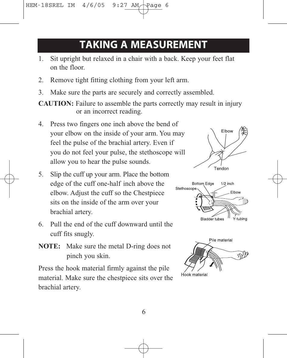 Taking a measurement | ReliOn HEM-18SREL User Manual | Page 6 / 24