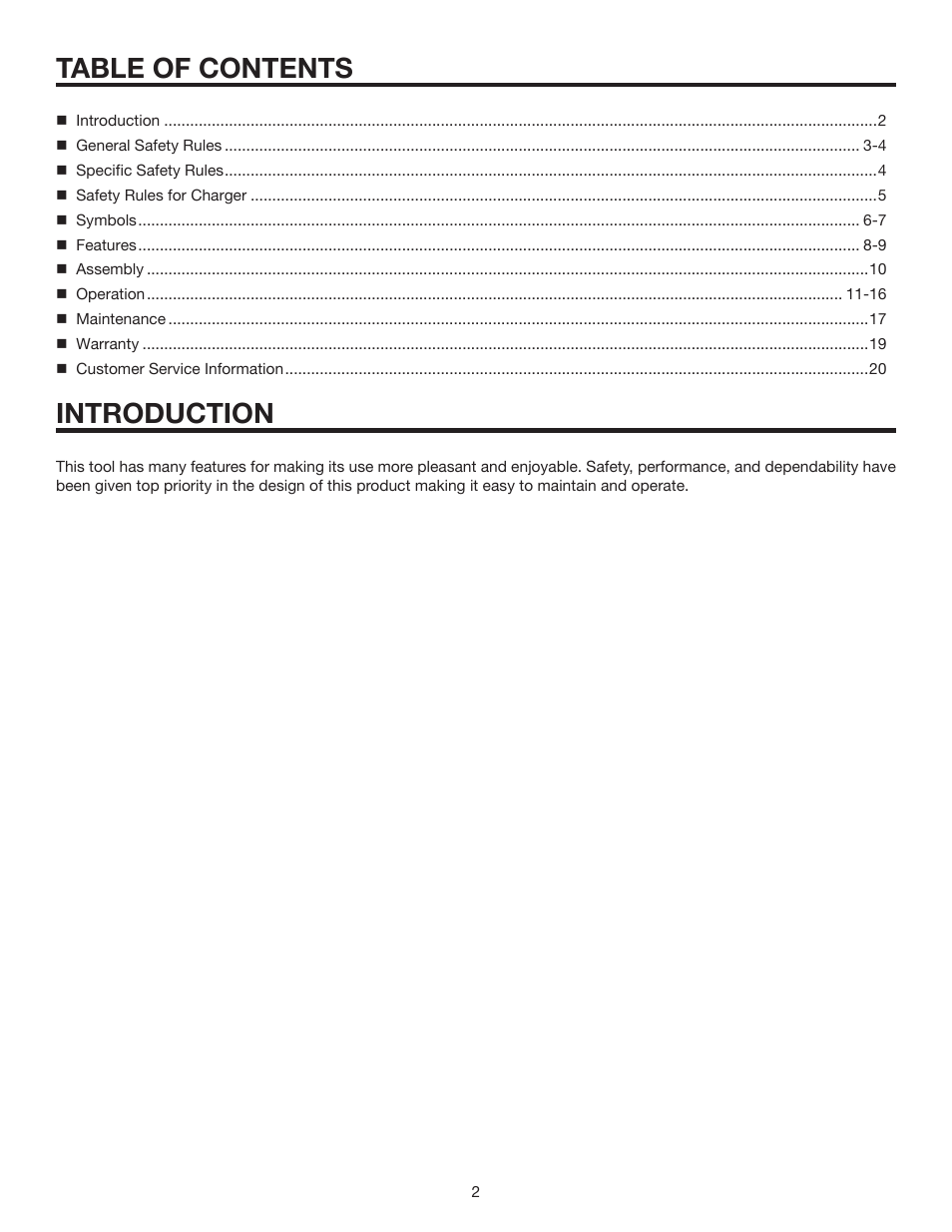 Table of contents introduction | RIDGID R843 User Manual | Page 2 / 20