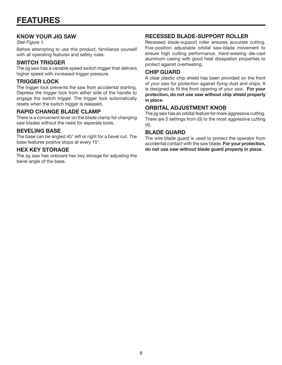 Features | RIDGID R843 User Manual | Page 9 / 20